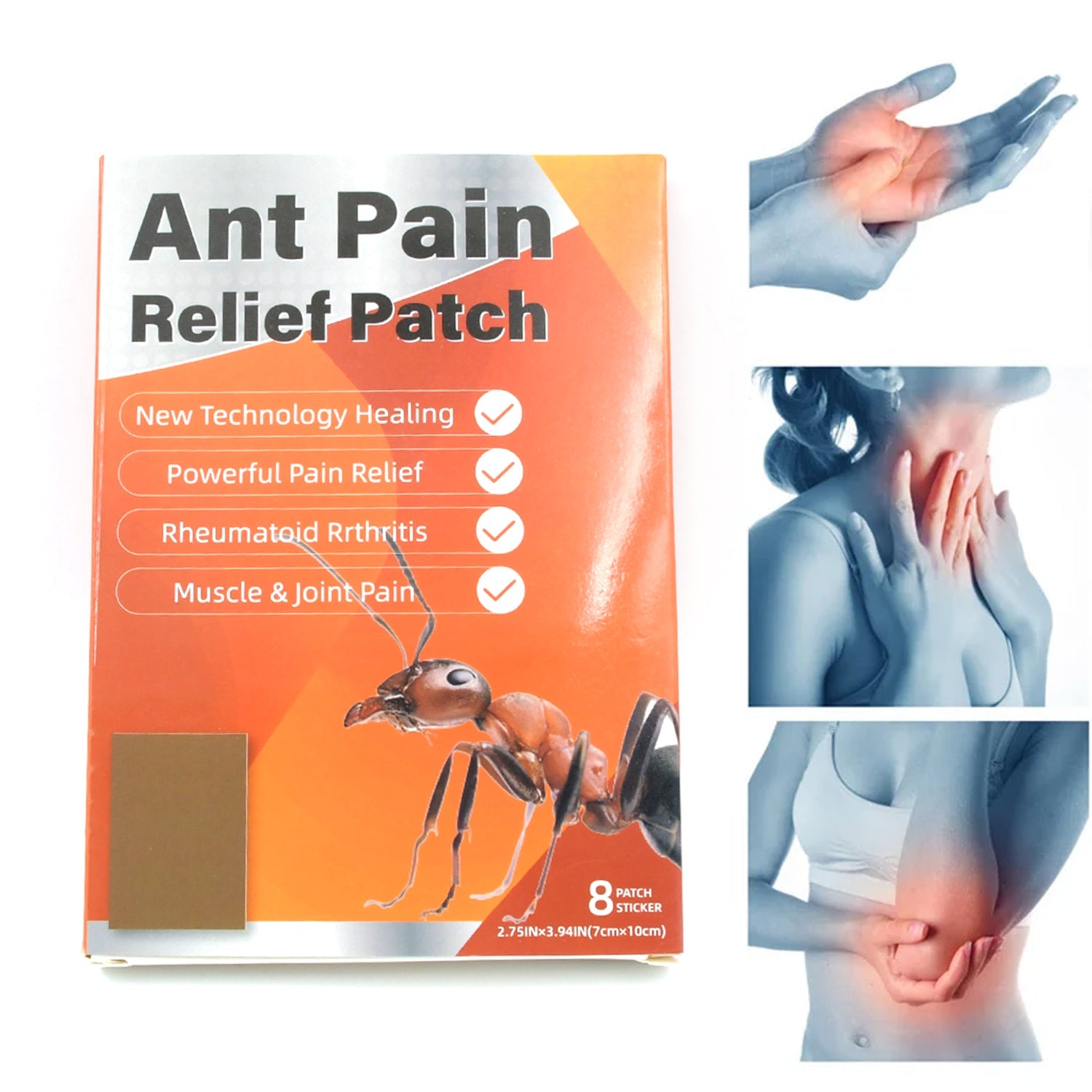 12559 Ant Pain Relief Patch - Pack of 8 Patches | Instant Relief from Muscular Pain & Joint Pain| Natural Pain Relief Patches | Powerful Pain Relief, No Side Effects 12559 Ant Pain Relief Patch - Pack of 8 Patches | Instant Relief from Muscular Pain & Joint Pain| Natural Pain Relief Patches | Powerful Pain Relief, No Side Effects
